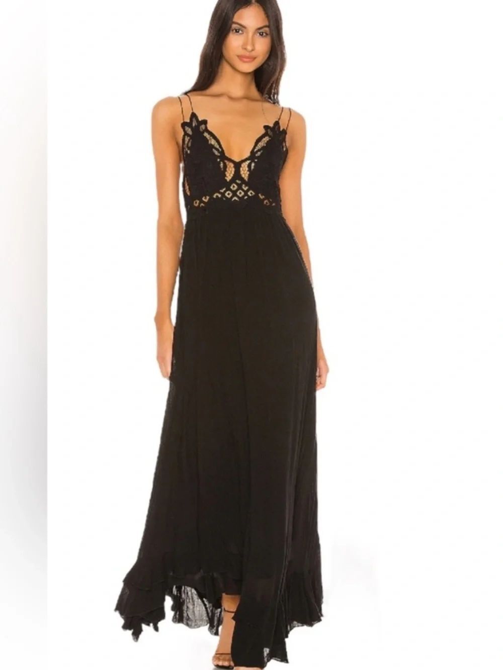 Free People Adella Maxi Slip Lace Dress XS